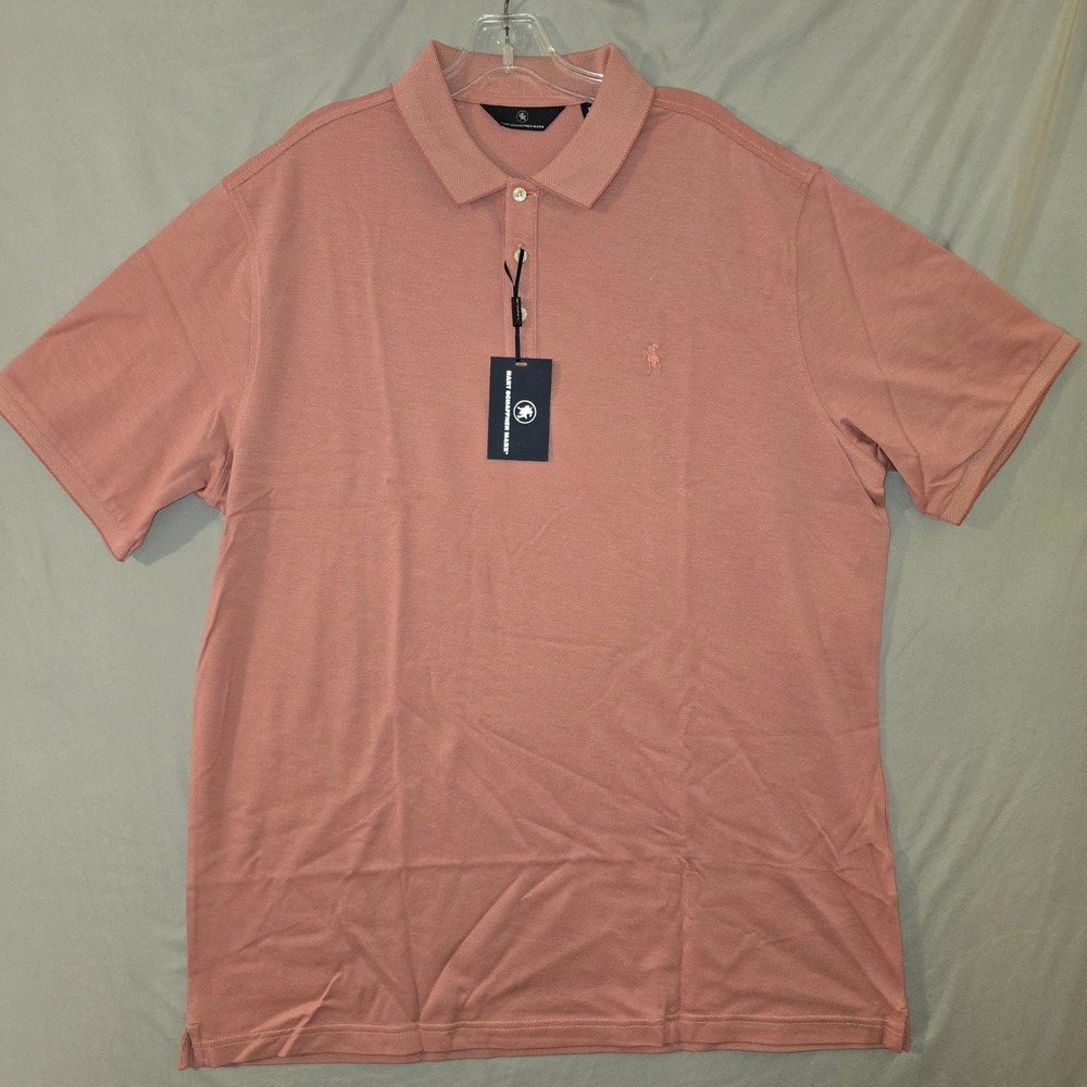 Hart Schaffner Marx Polo Shirt 2XB Mens Salmon Pink Pique Knit Stretch NWT